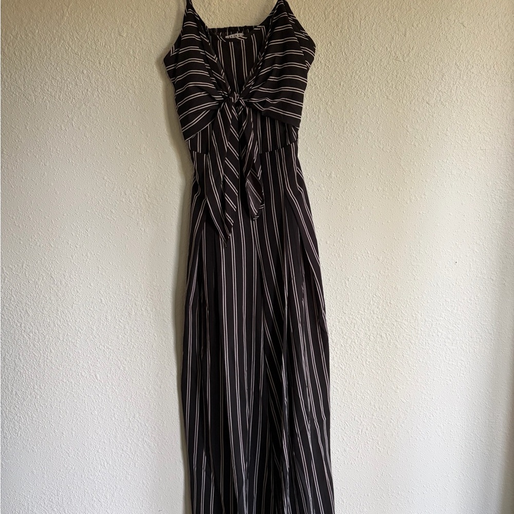 FAVLUX Black and White Striped Jumpsuit